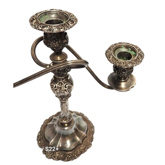 Ornate Silverplate 3-Arm Candelabra Rococo Style Midcentury 1960 Decorative Piec - Picture 4 of 16